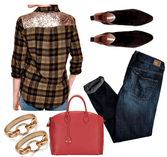 three ways to style a sequin & plaid shirt