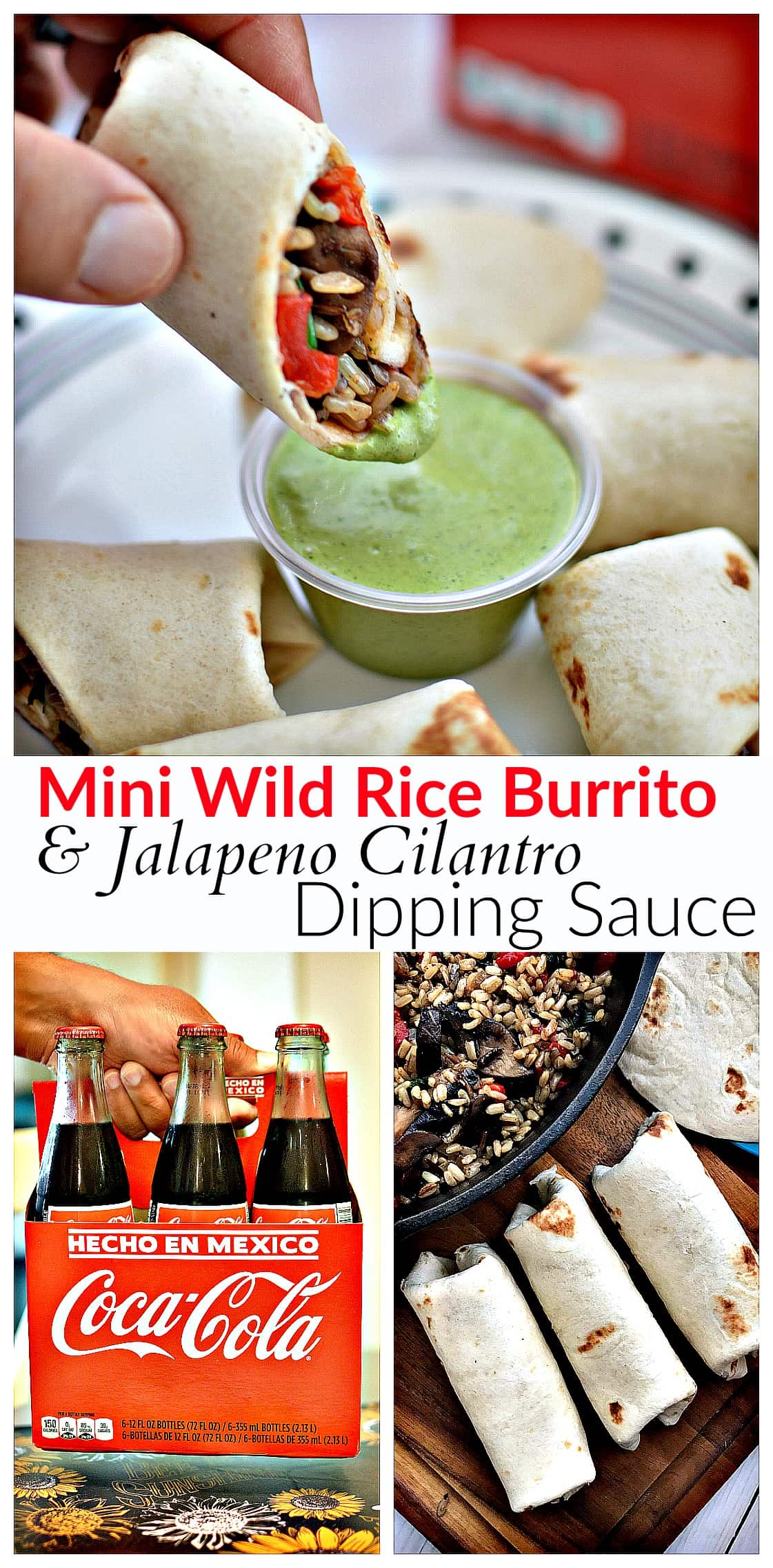 Mini Mushroom & Wild Rice Burrito + Jalapeño Cilantro Dipping Sauce