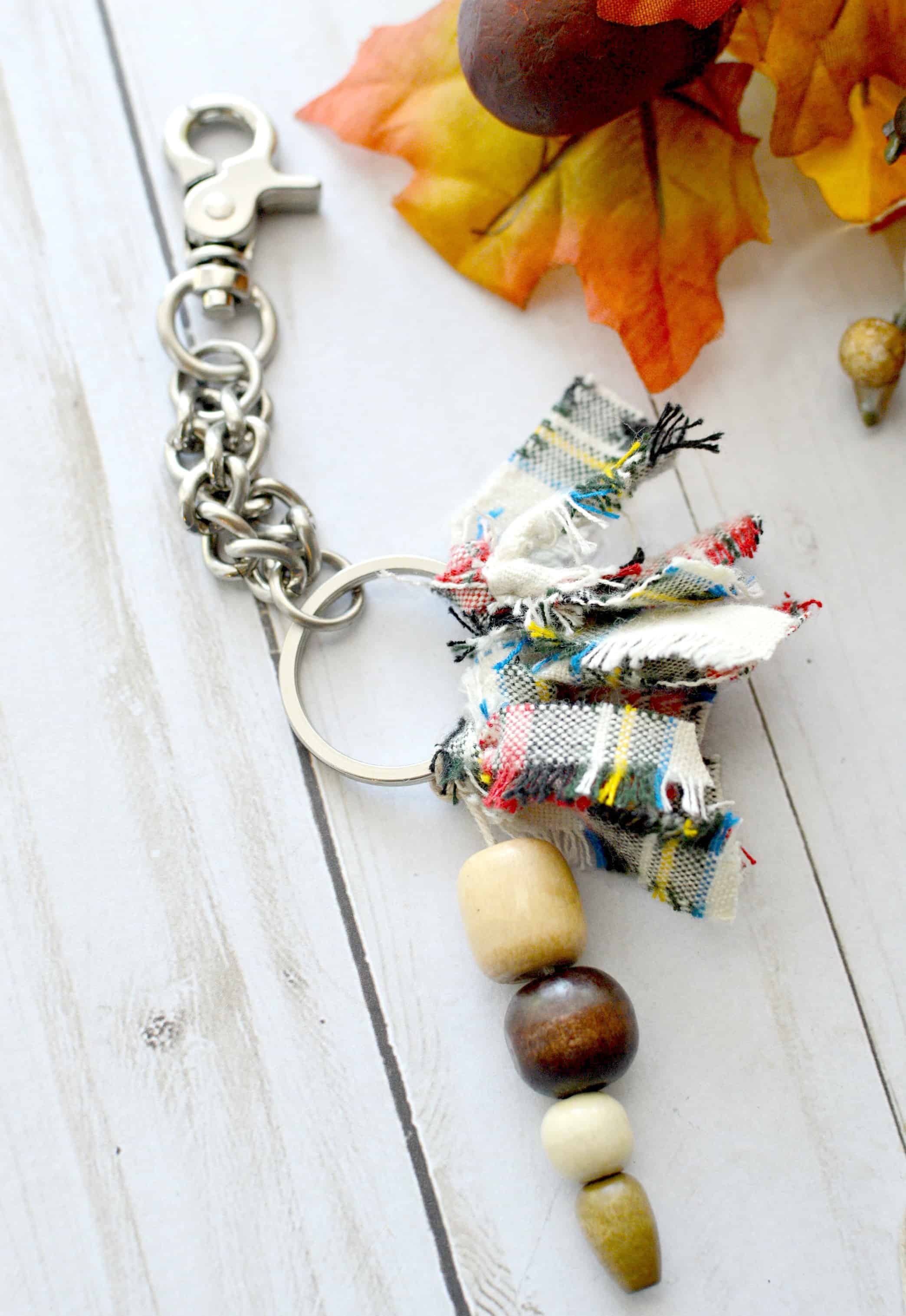 DIY Rag & Wooden Beads Keychain