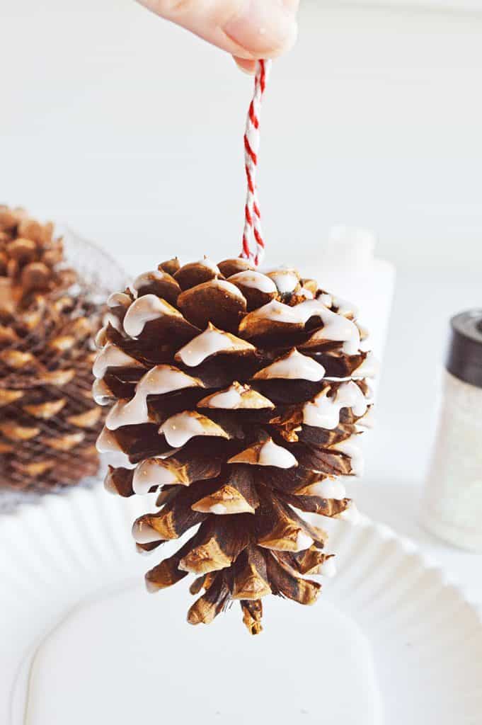 DIY Glitter Pine Cone Ornaments