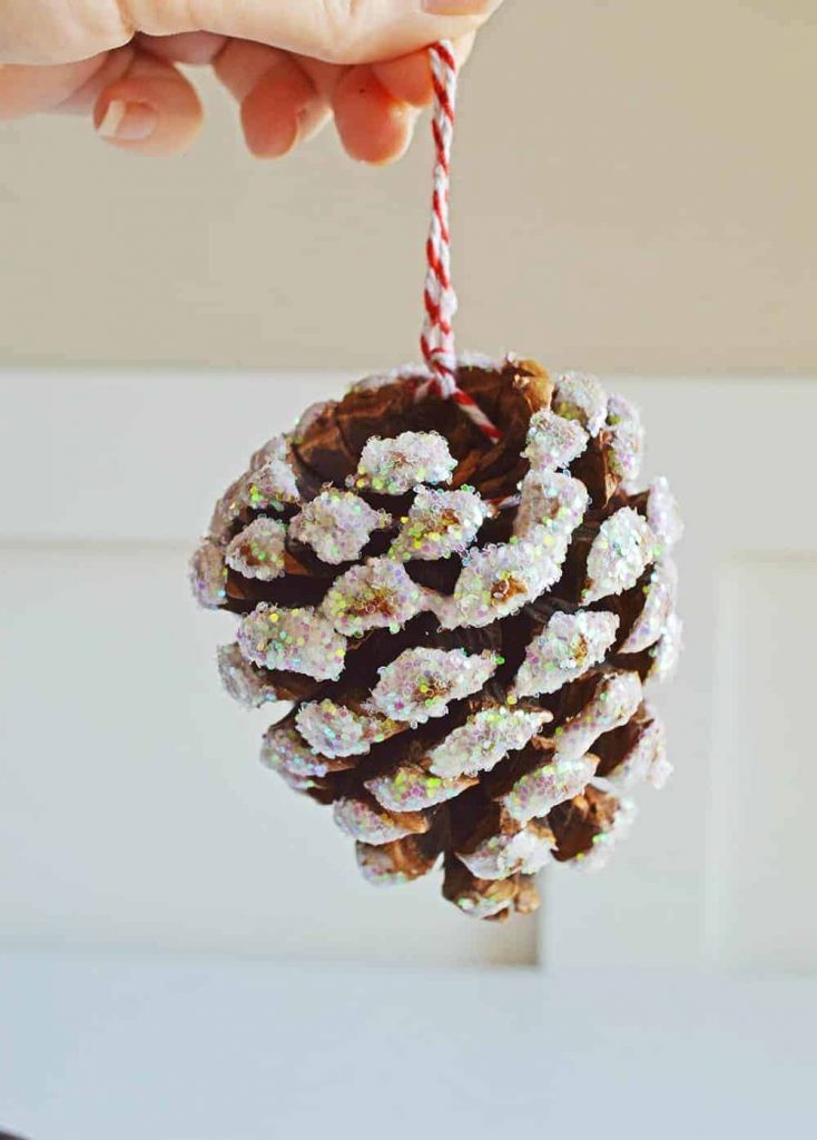 DIY Glitter Pine Cone Ornaments