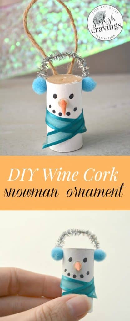 DIY Wine Cork Snowman Ornament