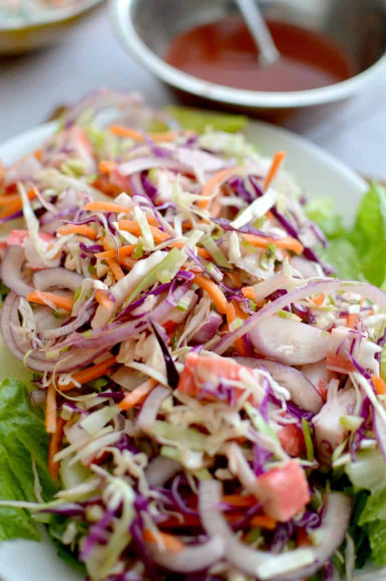 Crab Coleslaw Salad & Spicy Clamato Dressing Stylish Cravings
