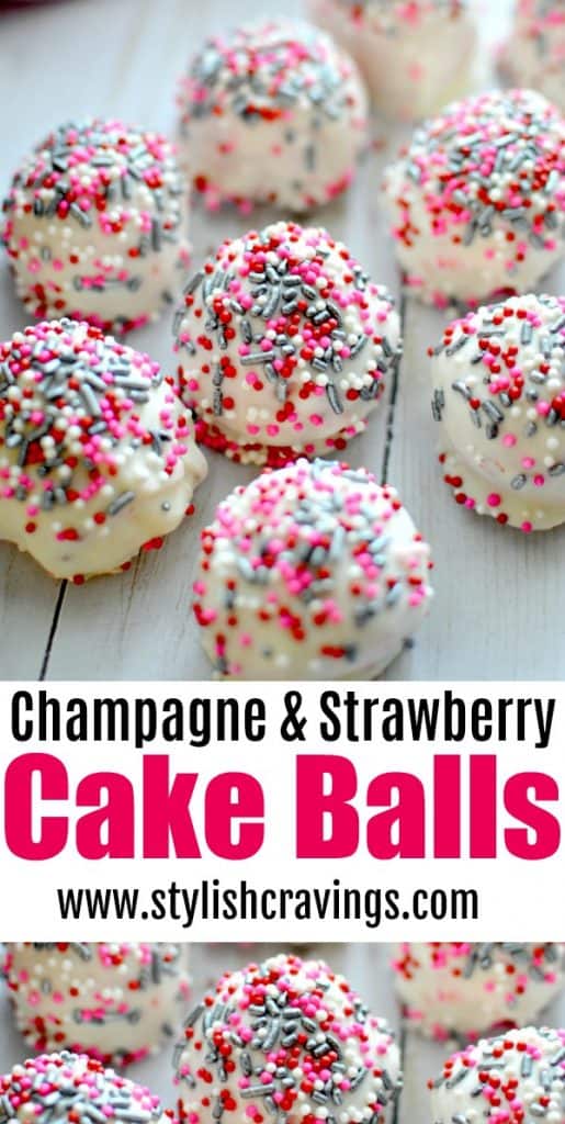 champagne & strawberry cake balls