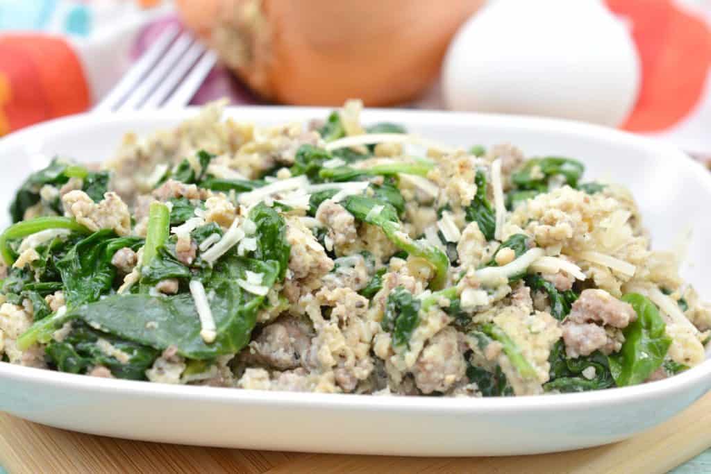 Keto Ground Beef Florentine Scramble