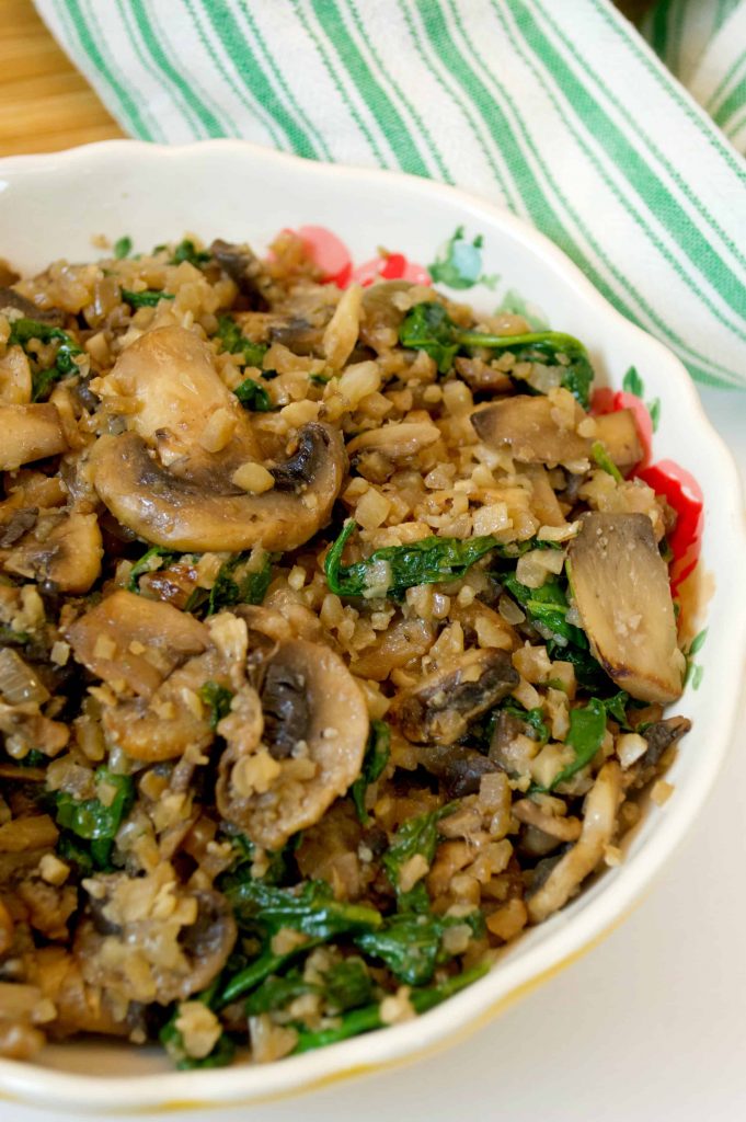 Low Carb Mushroom & Spinach Cauliflower Rice