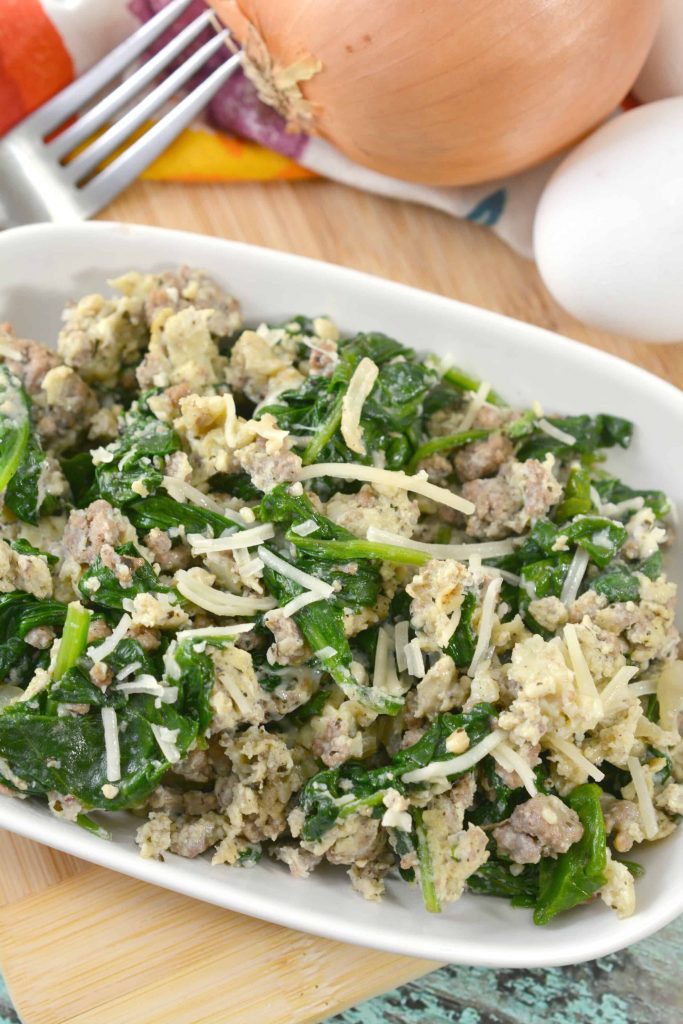 Keto Ground Beef Florentine Scramble