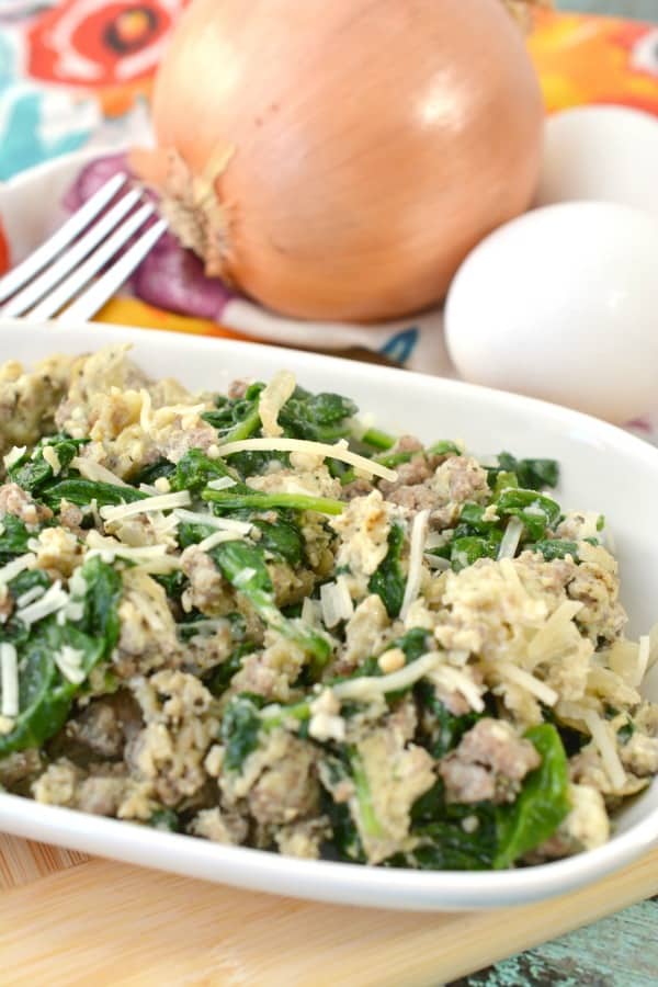 Keto Ground Beef Florentine Scramble