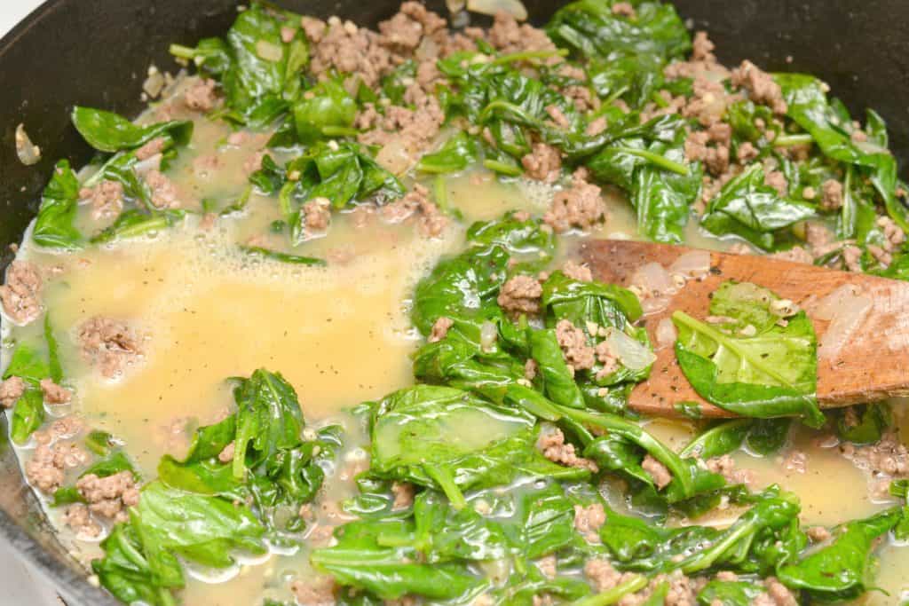 Keto Ground Beef Florentine Scramble