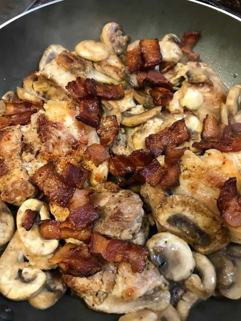 Keto Bacon Mushroom Chicken In Cream Sauce