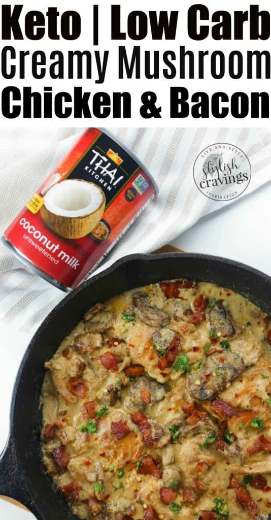 Keto Bacon Mushroom Chicken in Cream Sauce - Easy & Delicious
