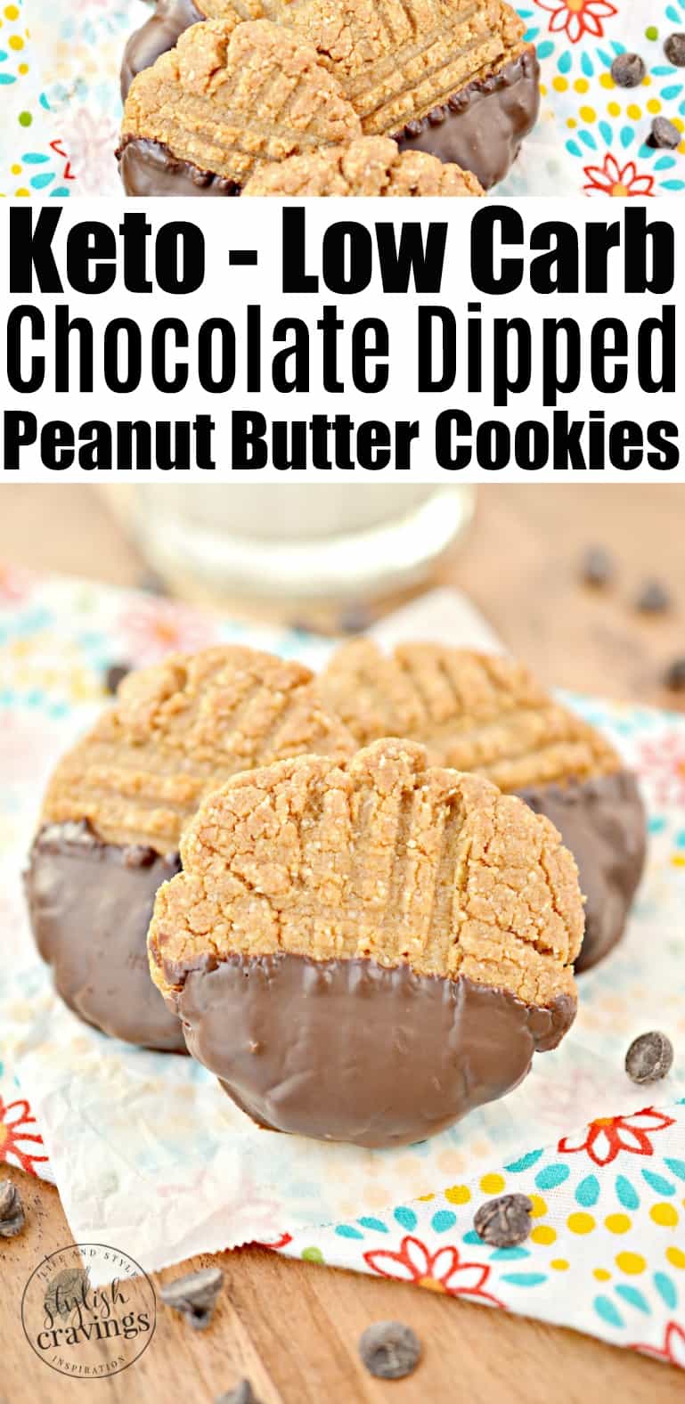 Keto Chocolate Dipped Peanut Butter Cookies