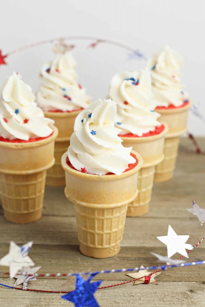 4th of July Ice Cream Cone Cupcakes