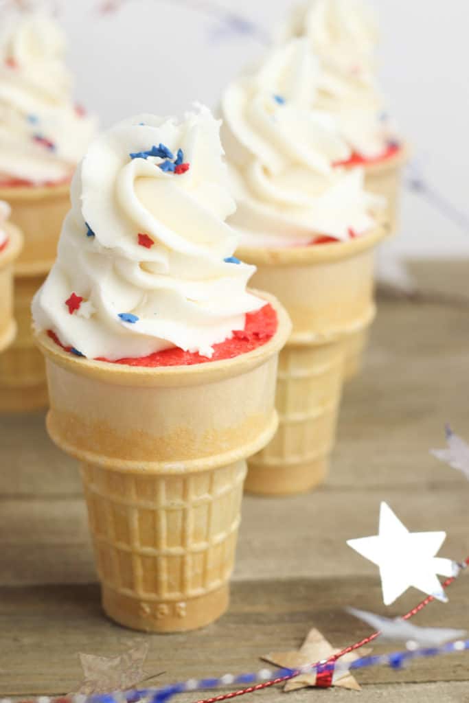 4th of July Ice Cream Cone Cupcakes