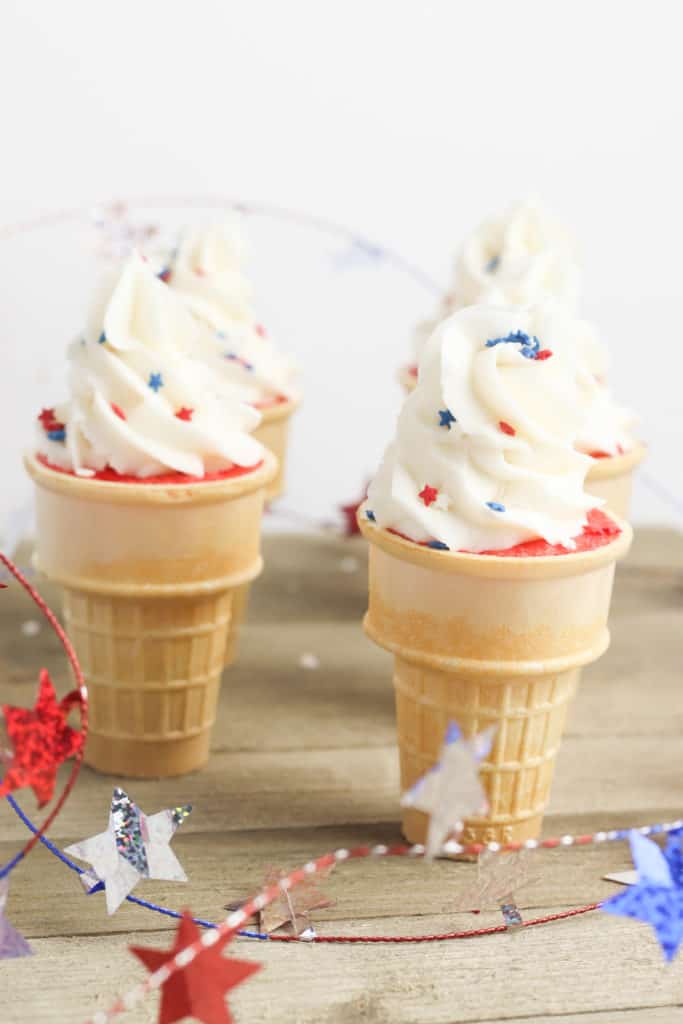 4th of July Ice Cream Cone Cupcakes