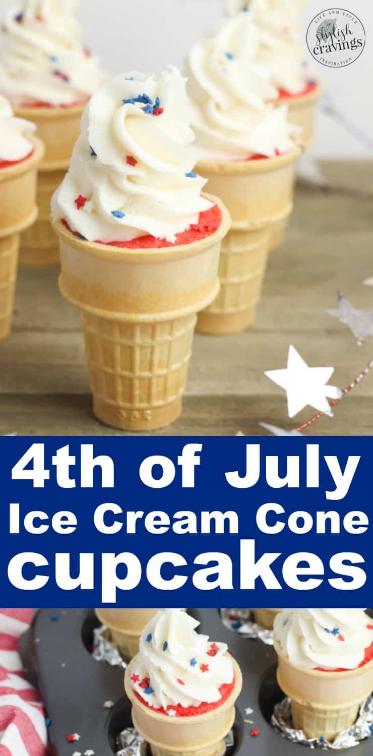 4th of July Ice Cream Cone Cupcakes