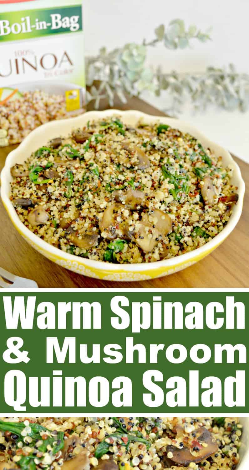 Warm Mushroom Spinach Quinoa Salad