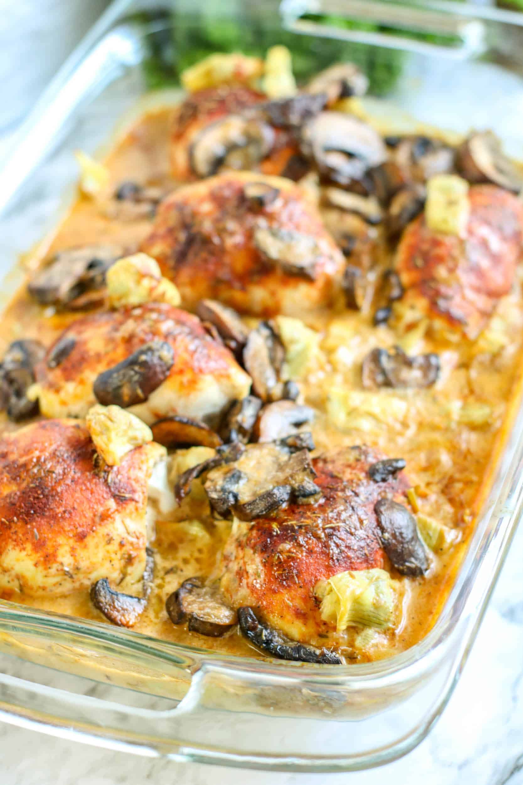 mushroom-artichoke-chicken-savory-baked-low-carb-recipe