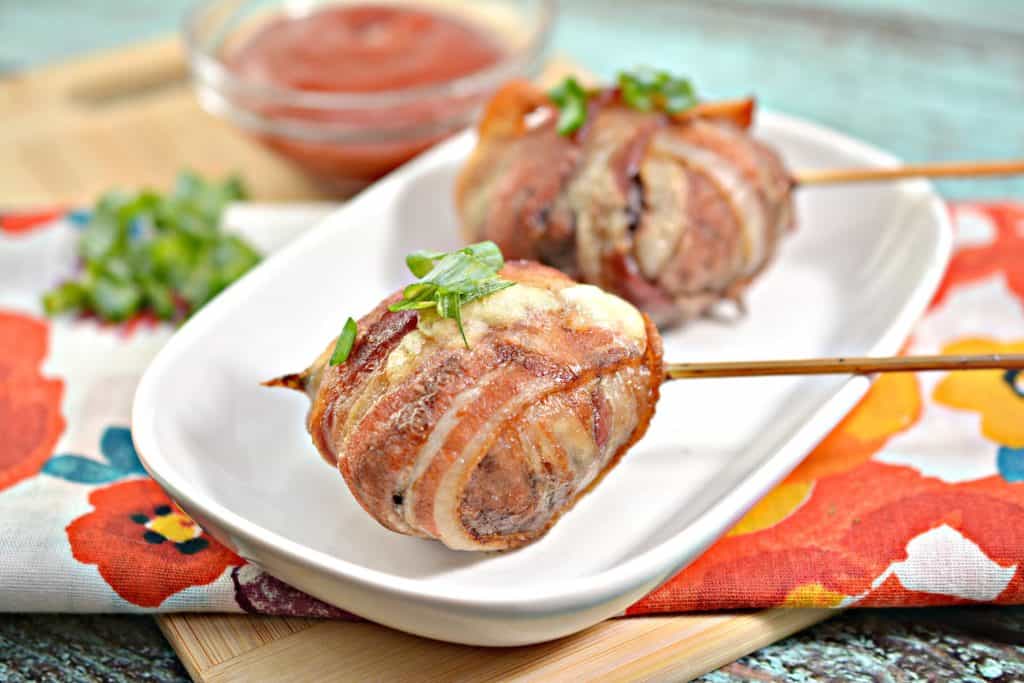 Bacon Wrapped Cheeseburger Lollipops