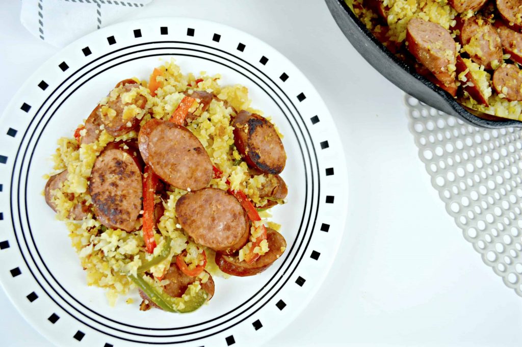 Keilbasa and Cauliflower Rice Skillet