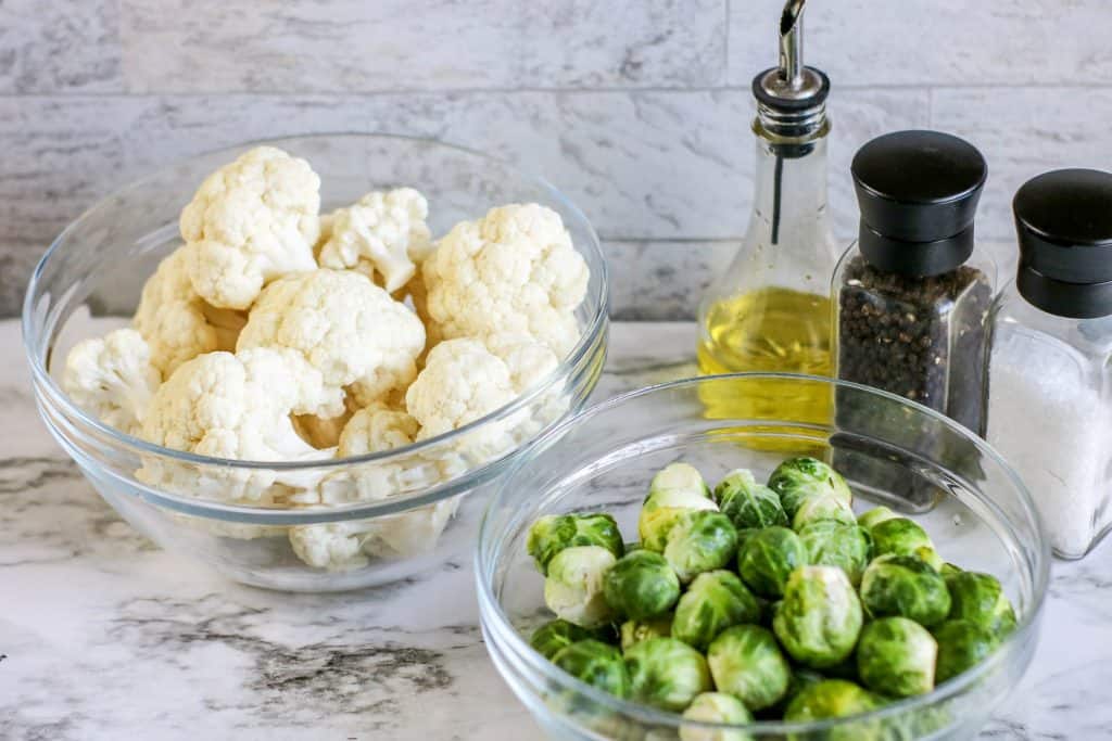 Roasted Cauliflower & Brussel Sprouts With Bacon