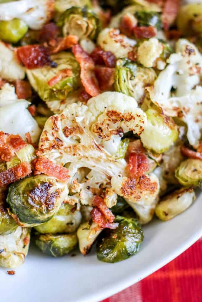 Roasted Cauliflower & Brussel Sprouts With Bacon