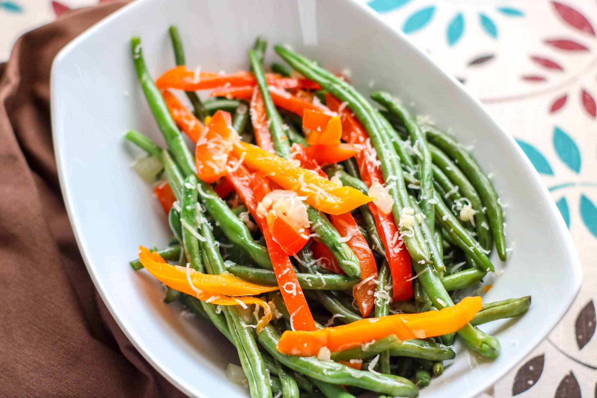 Parmesan Green Beans & Peppers Easy Low Carb Side Dish