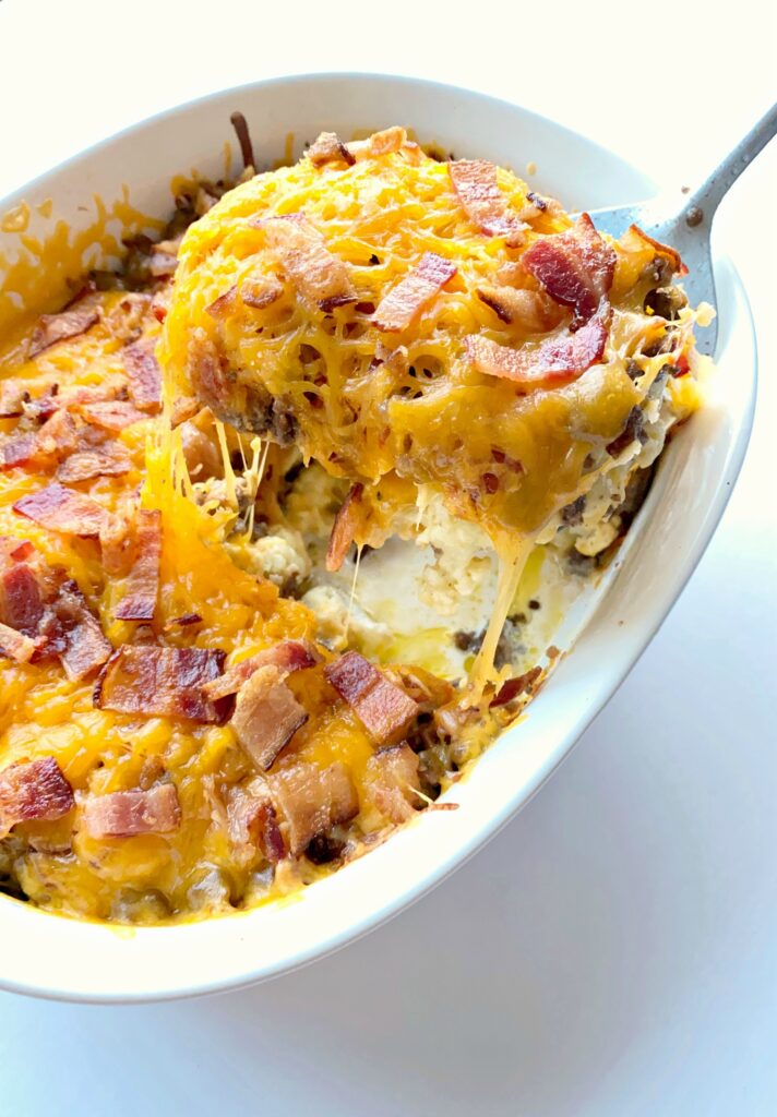 Keto Bacon Cheeseburger Cauliflower Casserole