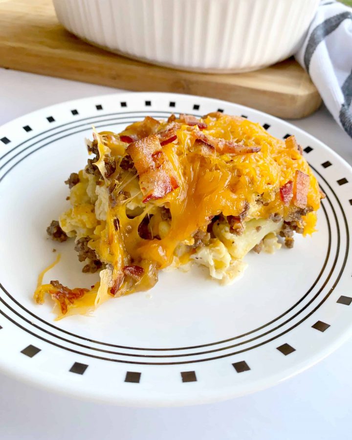 Keto Bacon Cheeseburger Cauliflower Casserole