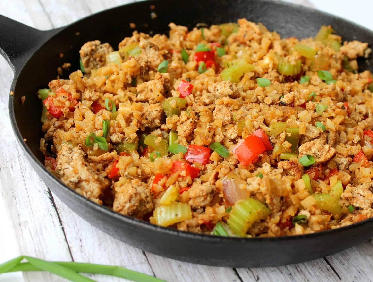 Keto Dirty Cauliflower Rice - Easy One Skillet Meal