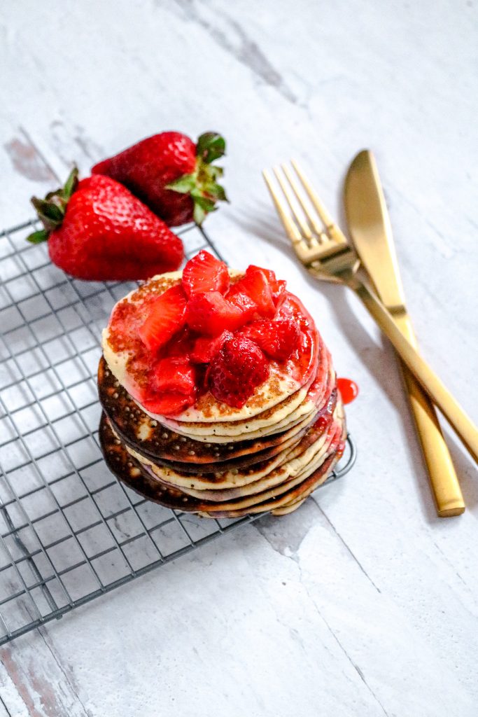 Keto Pancakes With Low Carb Strawberry Sauce