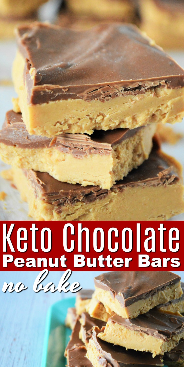 No Bake Keto Chocolate Peanut Butter Bars