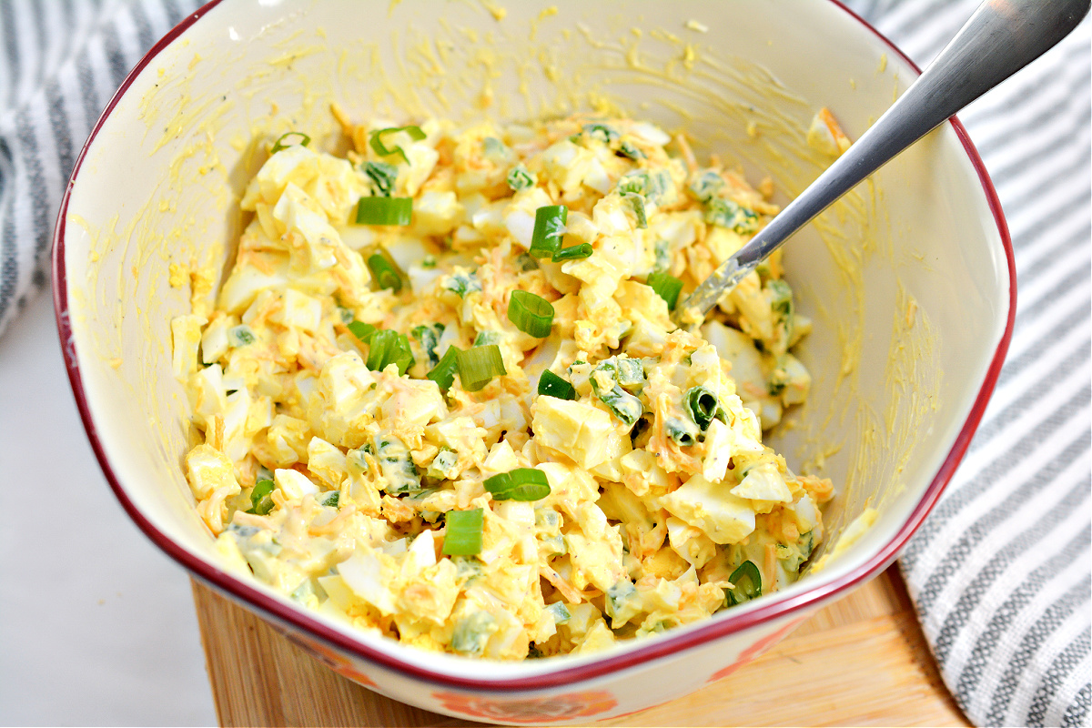 Spicy Egg Salad With Cheddar Cheese and Jalapeno