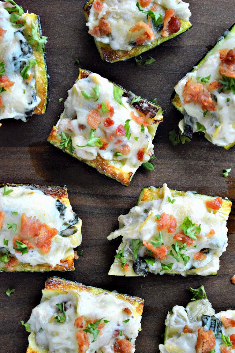 Keto Spinach Artichoke Zucchini Bites Low Carb Savory Snack