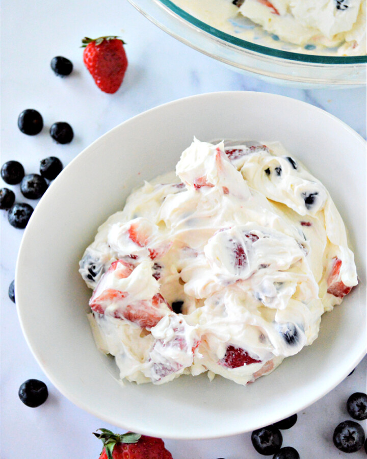 Keto Red White and Blue Cheesecake Salad