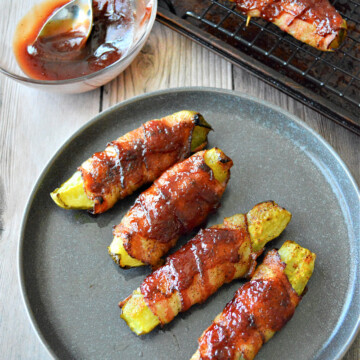 Low Carb BBQ Bacon Wrapped Pickles