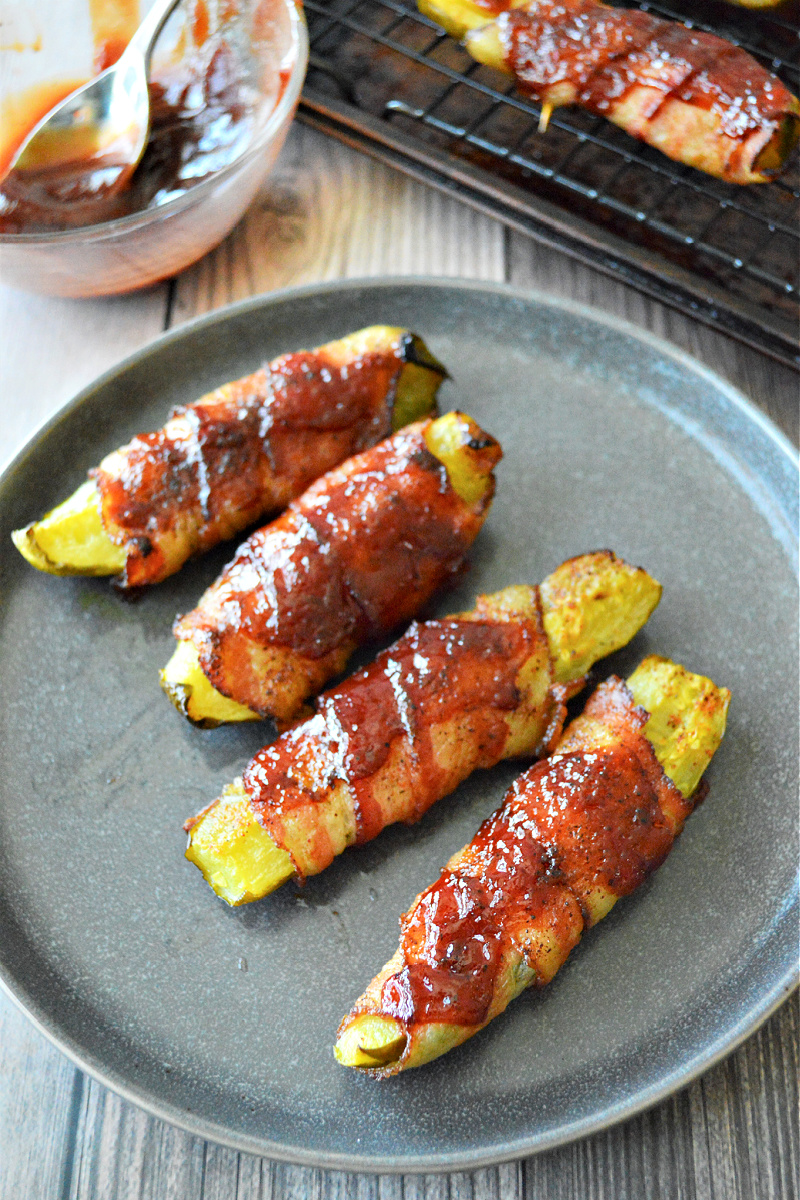 Low Carb BBQ Bacon Wrapped Pickles