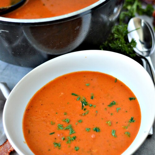 LowCarb Creamy Tomato Bacon Soup Easy Stove Top Recipe