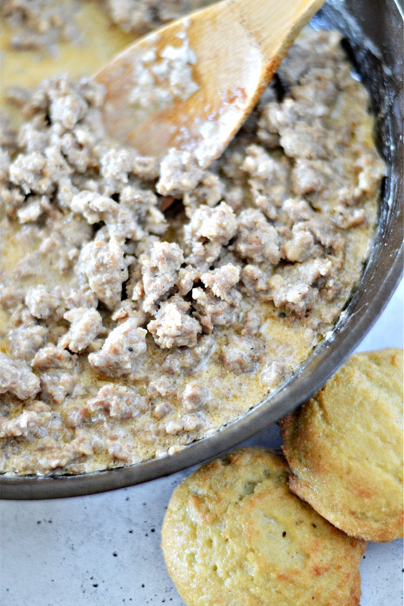 Low-Carb Sausage Gravy and Biscuits