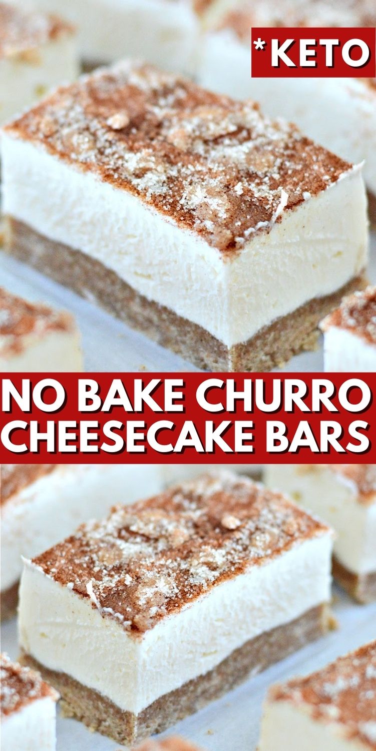 Keto No-Bake Churro Cheesecake Bars