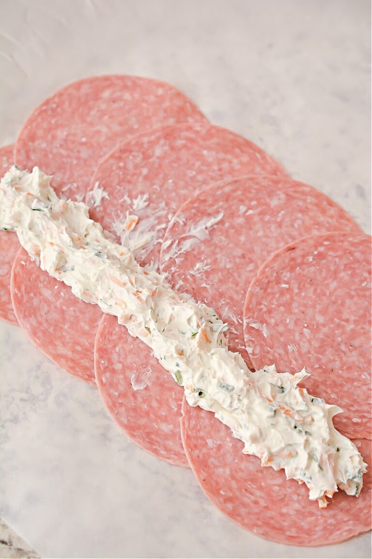 Keto Salami Cream Cheese Roll Ups Easy Appetizer or Snack