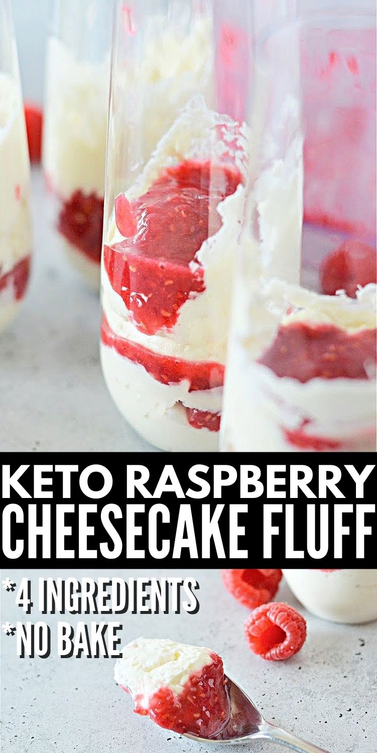 Keto Cheesecake Fluff With Raspberry Sauce