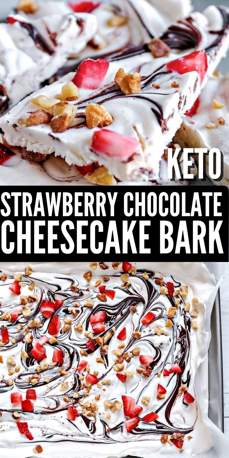 Keto Strawberry Chocolate Cheesecake Bark