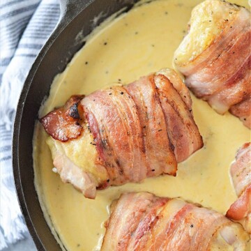 Keto Bacon-Wrapped Chicken In Cheese Sauce