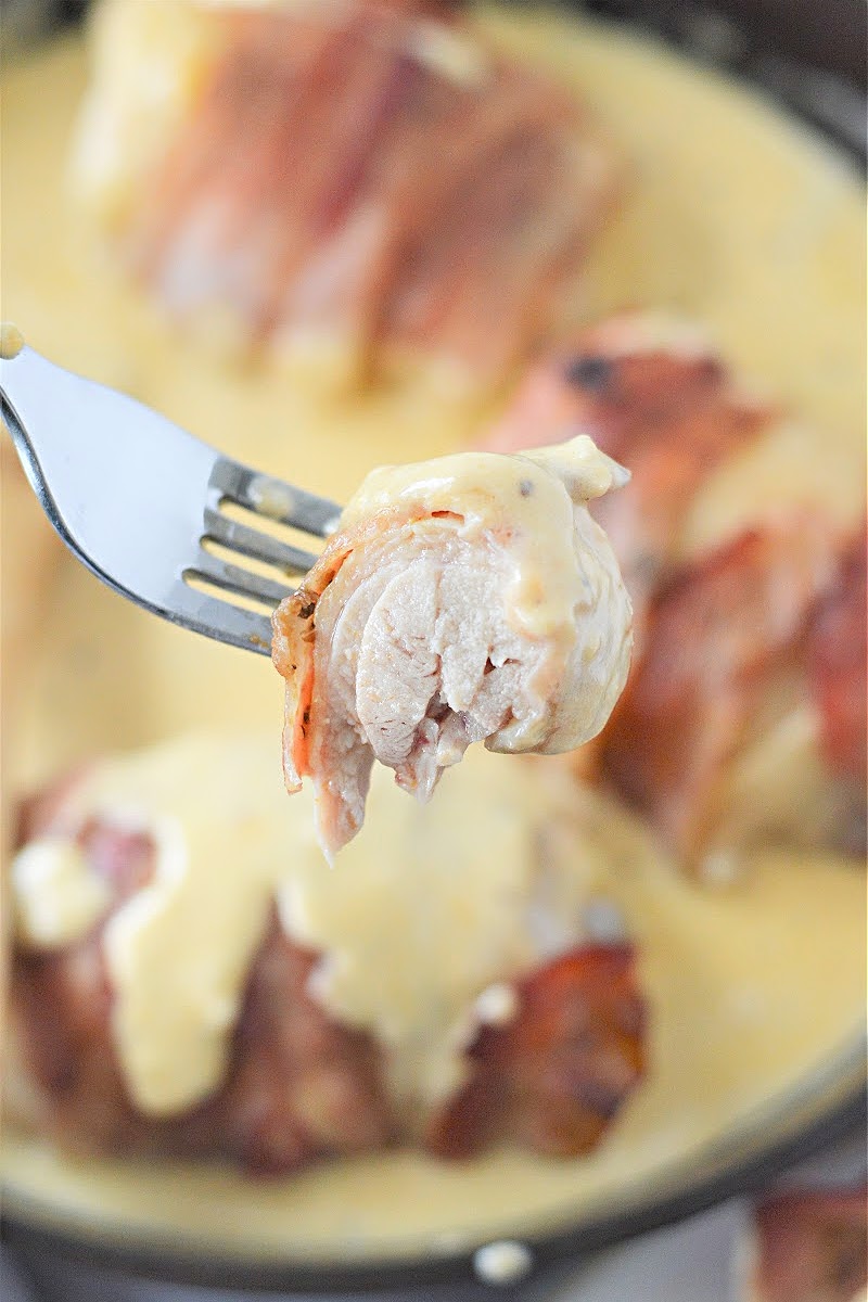 Keto Bacon-Wrapped Chicken In Cheese Sauce