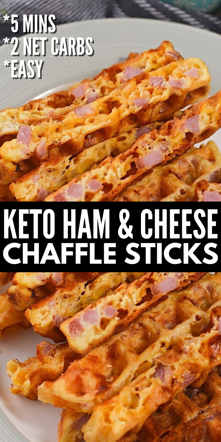 Keto Ham and Cheese Chaffle Sticks