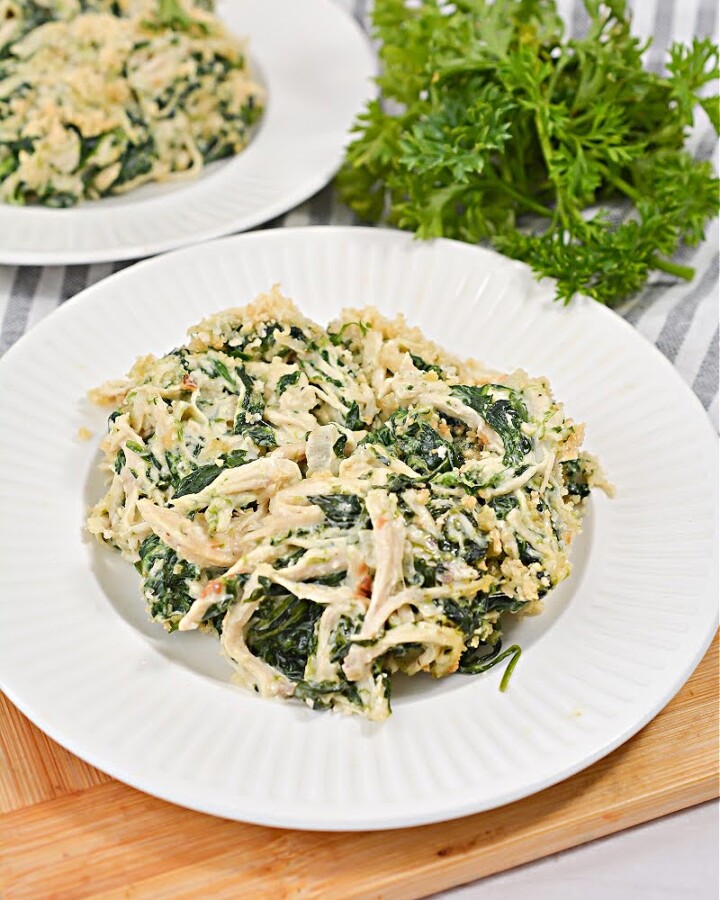 Keto Creamed Spinach and Chicken Casserole