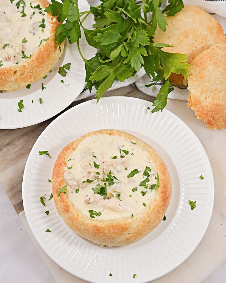 Keto Bread Bowl with Cream of Chicken Soup