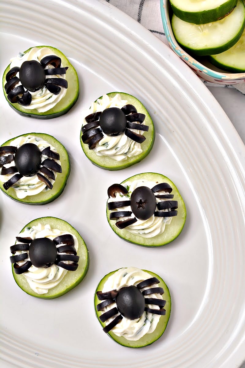 Keto Spider Cucumber Appetizer Bites