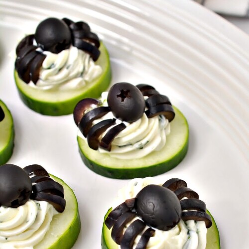 Keto Spider Cucumber Appetizer Bites